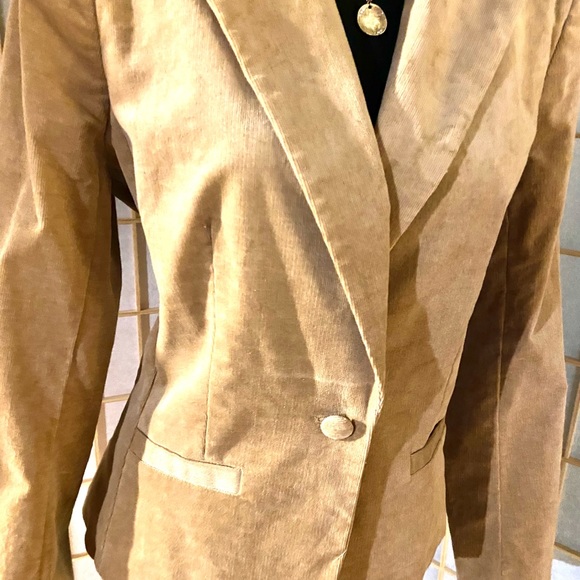 NWT NY & CO-Tan/Lite corduroy blazer. 1 button, M - Picture 2 of 9